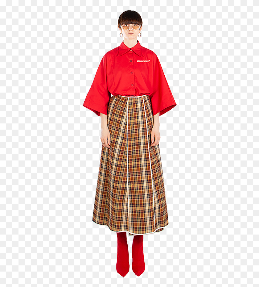 309x870 Pre Order Brown Cotton Plaid Skirt Costume, Clothing, Apparel, Person HD PNG Download