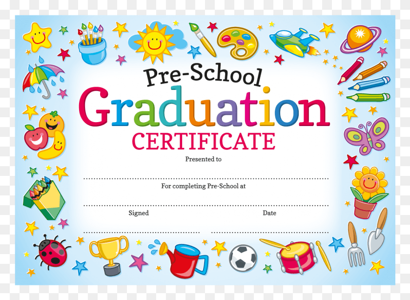 1087x773 Descargar Png / Certificado De Graduación Preescolar Png