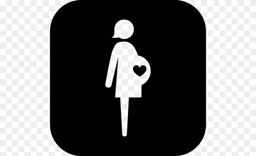 512x512 Pregnant Woman With A Heart In Her Belly, Clothing, Coat, Silhouette, Stencil Sticker PNG