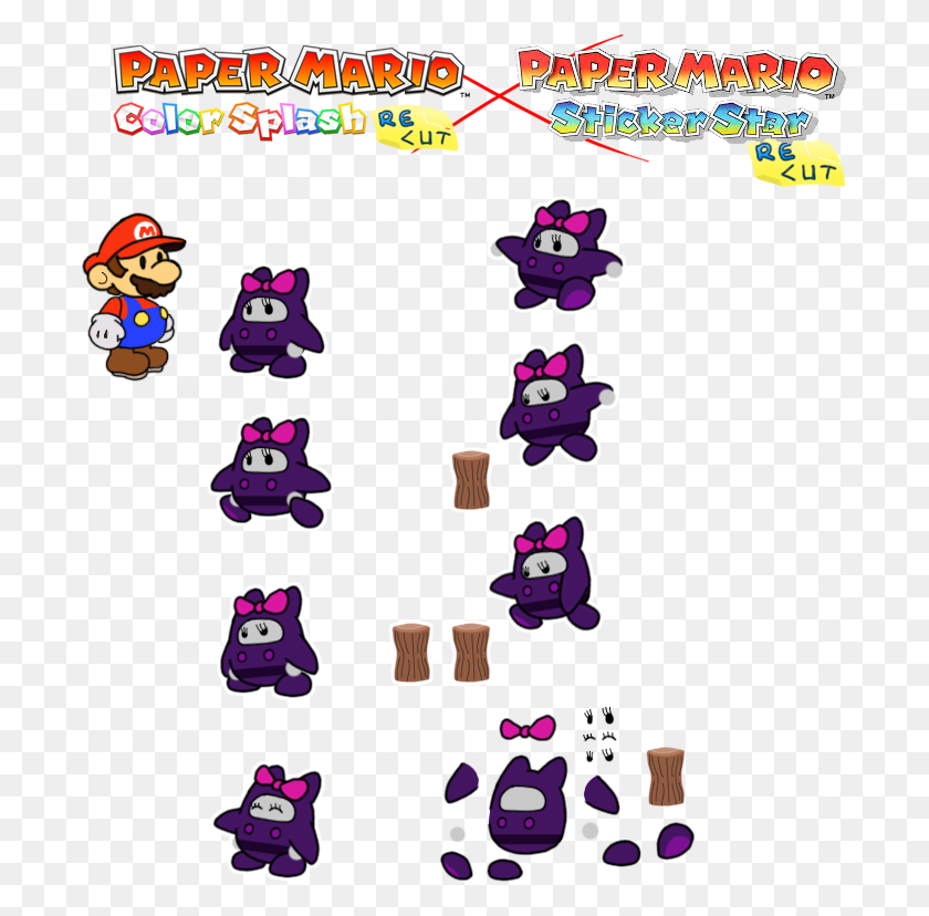 693x768 Prelude To The Recolored Paper Tale Paper Mario Color Splash Ninji, Super Mario, Texto, Pac Man Hd Png