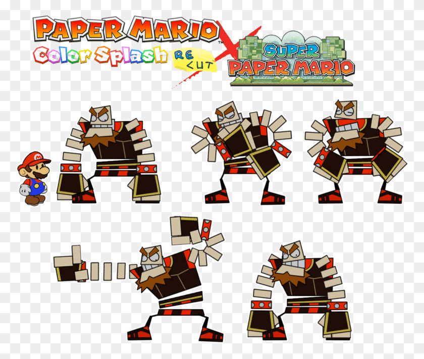 1083x905 Прелюдия К Перекрашенной Бумажной Сказке Super Paper Mario O Chunks, Робот Hd Png Скачать