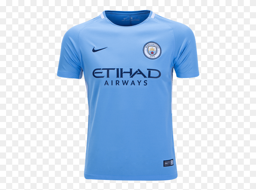 470x563 Descargar Png Premier League Manchester City 1718 Local Juvenil Famoso Manchester City Kit 2018, Ropa, Vestimenta, Camiseta Hd Png
