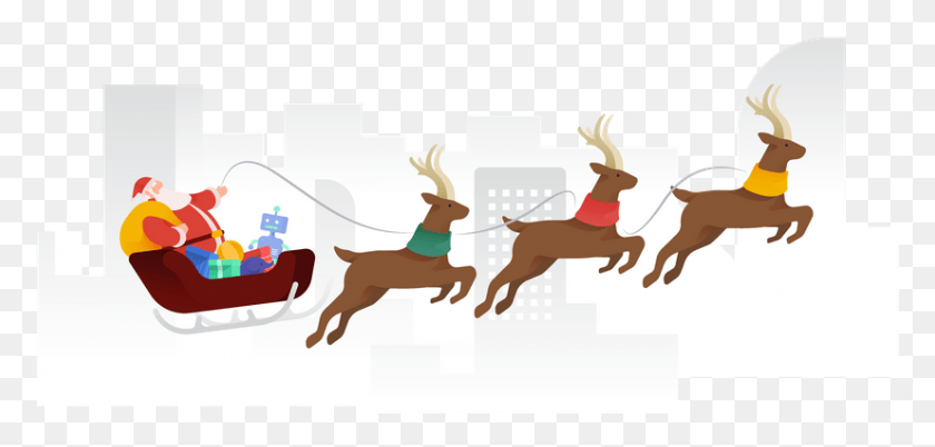 826x363 Premium Flying Santa Claus In A Superhero Cape Illustration Illustration Of Santa Flying, Elk, Deer, Wildlife HD PNG Download