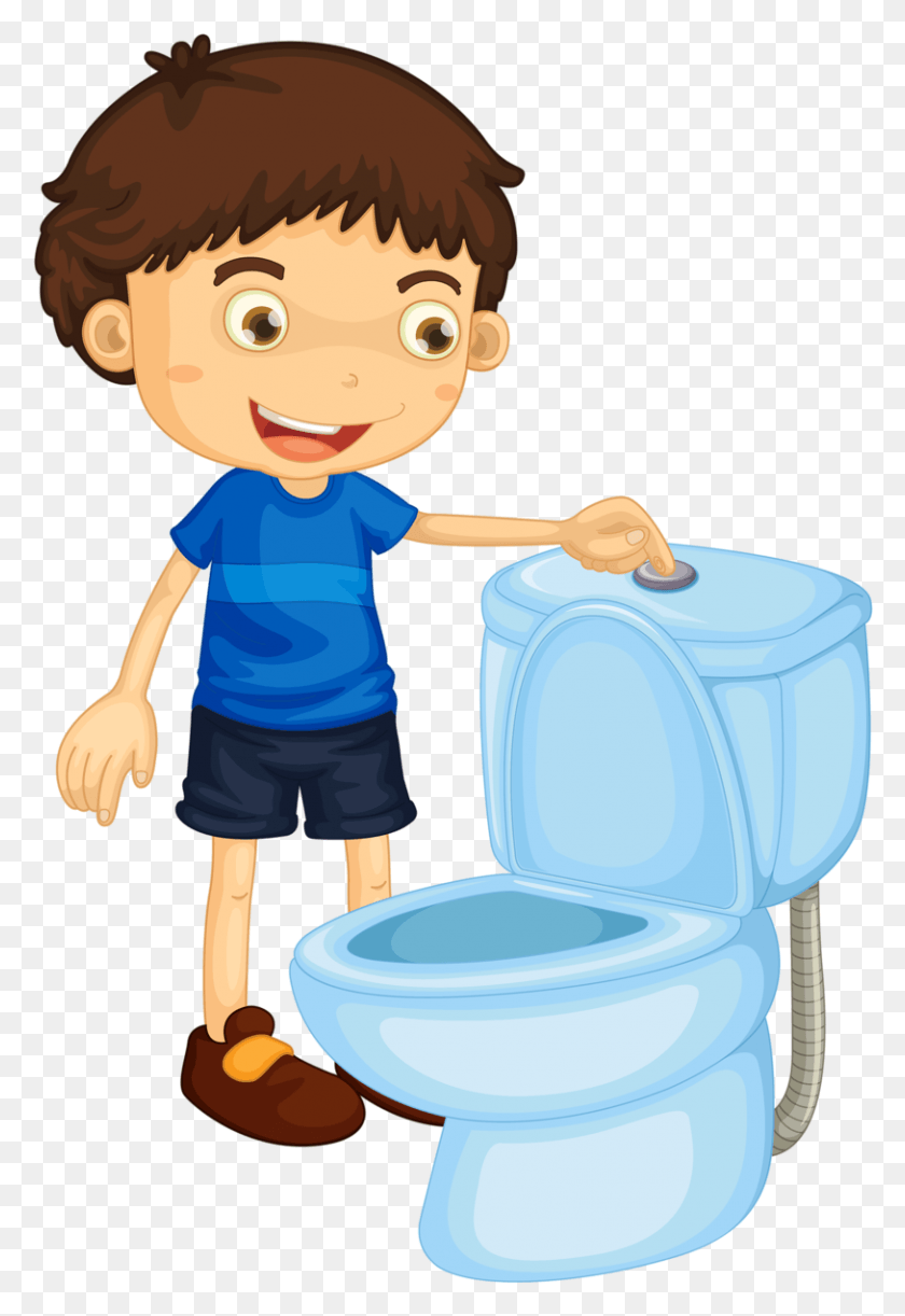 813x1212 Preschool Potty Cliparts Flush The Toilet Clipart, Room, Indoors, Bathroom HD PNG Download