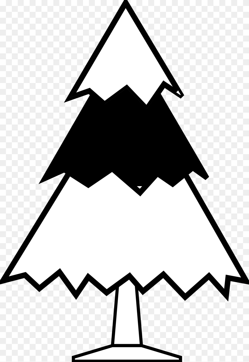 1969x2862 Present Black And White Christmas Present Black Tree Line Drawing Clip Art, Stencil, Triangle, Symbol, Lamp Clipart PNG