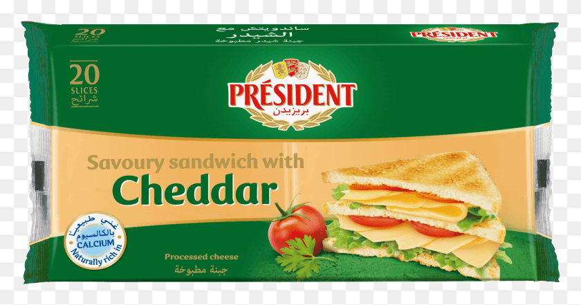 4115x2011 President Sandwich With Cheddar 20 Slices President Cheddar Cheese Slice HD PNG Download