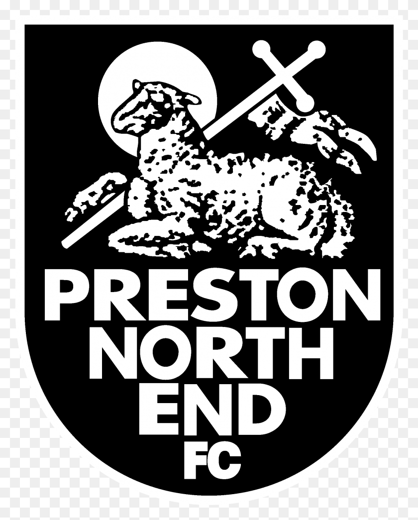 1845x2331 Preston North End Fc Logo Black And White Graphic Design, Symbol, Trademark, Stencil HD PNG Download