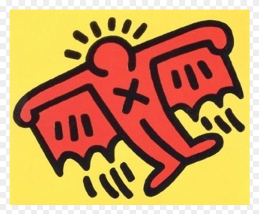 1212x983 Pretty Pictures Of The Works Of Keith Haring Keith Haring Flying Man, Hand, Label, Text HD PNG Download