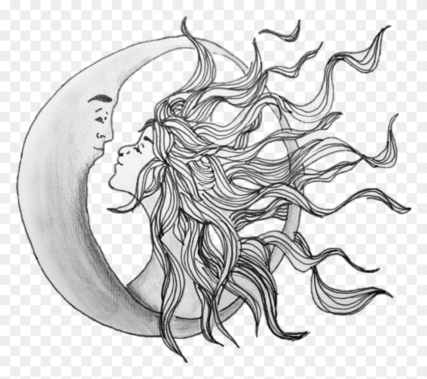 1122x986 Pretty Sun And Moon Illustration, Text HD PNG Download