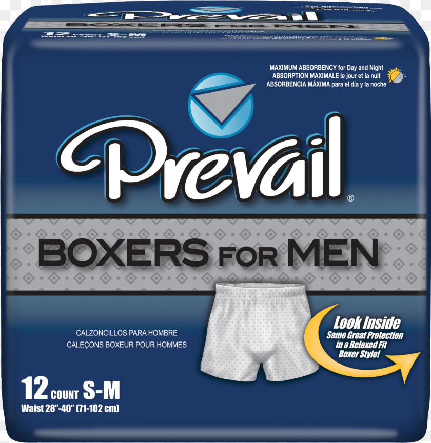 Prevail Boxers For Men First Quality Absorbent Underwear Prevail Pull On Medium Sticker PNG