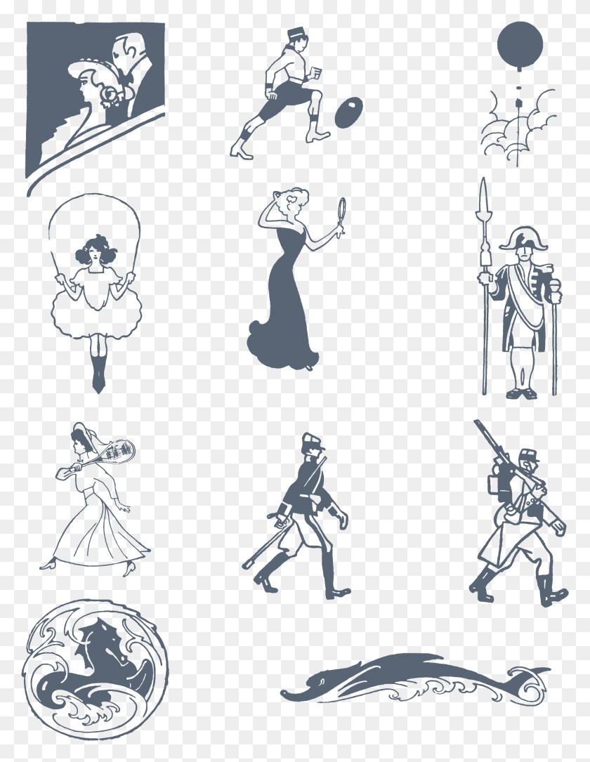 1887x2481 Preview All The Art Nouveau Vector Illustrations Auto Traced Cartoon, Person, Human, Ninja HD PNG Download