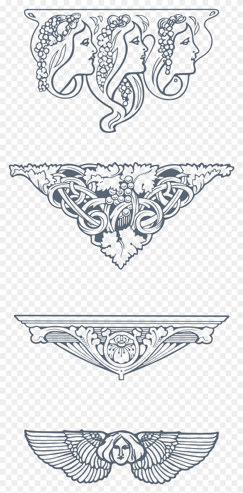 1884x3973 Preview All The Organically Inspired Art Nouveau Vector Vector Art Nouveau Motif, Graphics, Lace HD PNG Download