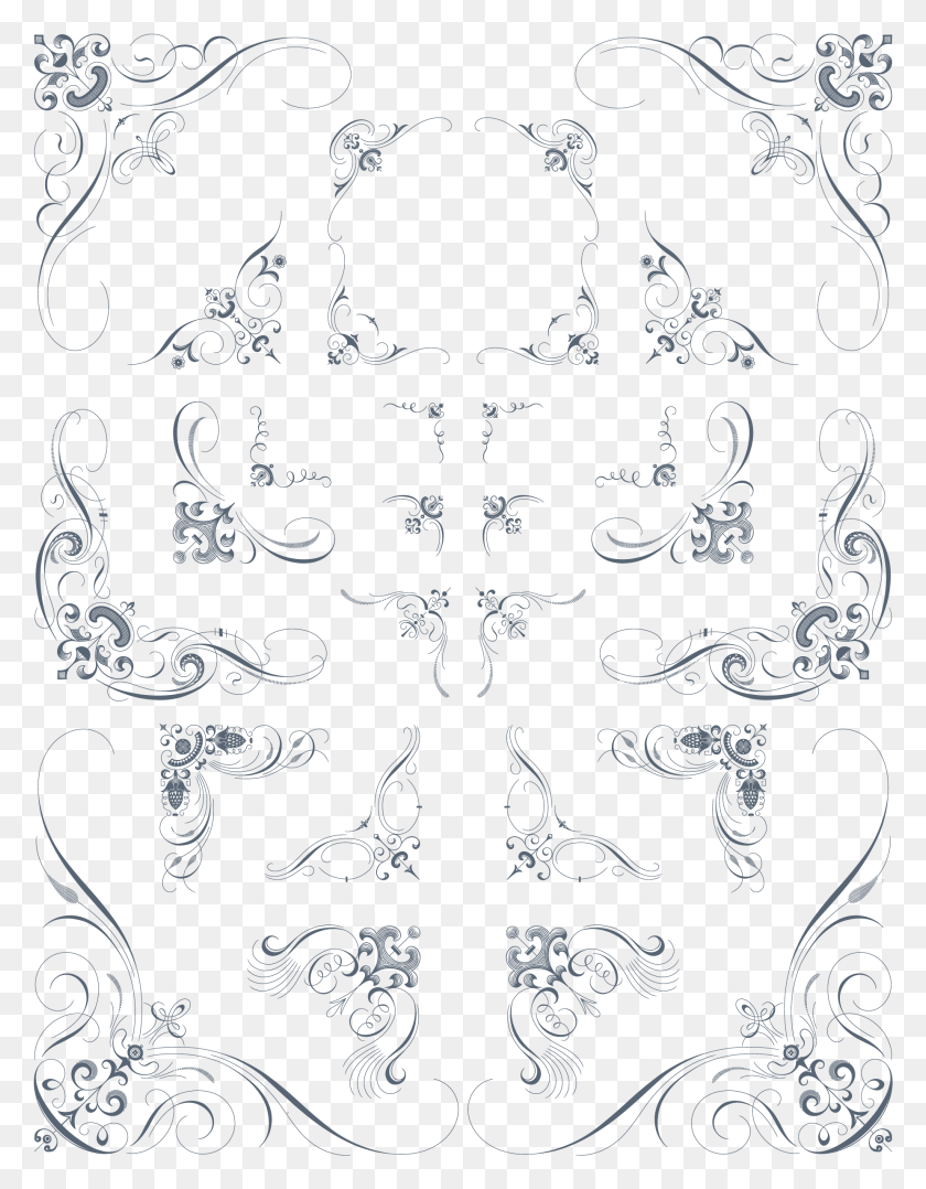 1850x2416 Preview All The Vector Ornaments Traced By Hand From Psd, Floral Design, Pattern, Graphics HD PNG Download