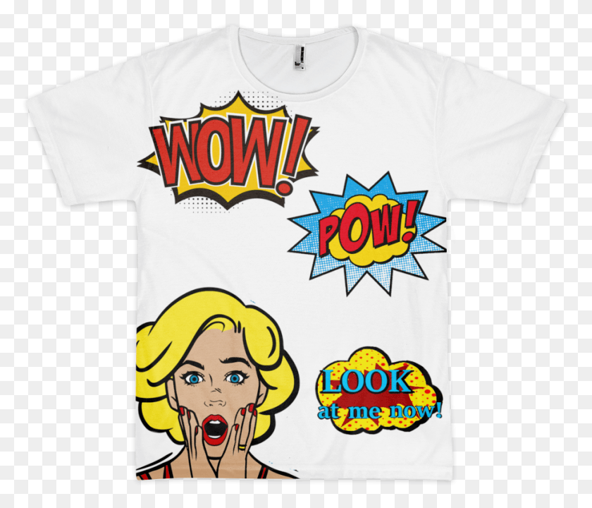 917x776 Prexz Wow Pow Look At Me Now Comic Tee Cartoon, Clothing, Apparel, T-shirt HD PNG Download