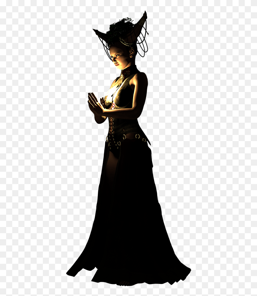 414x905 Priestess Fantasy Woman Pray Image Priestess Transparent, Clothing, Apparel, Person HD PNG Download