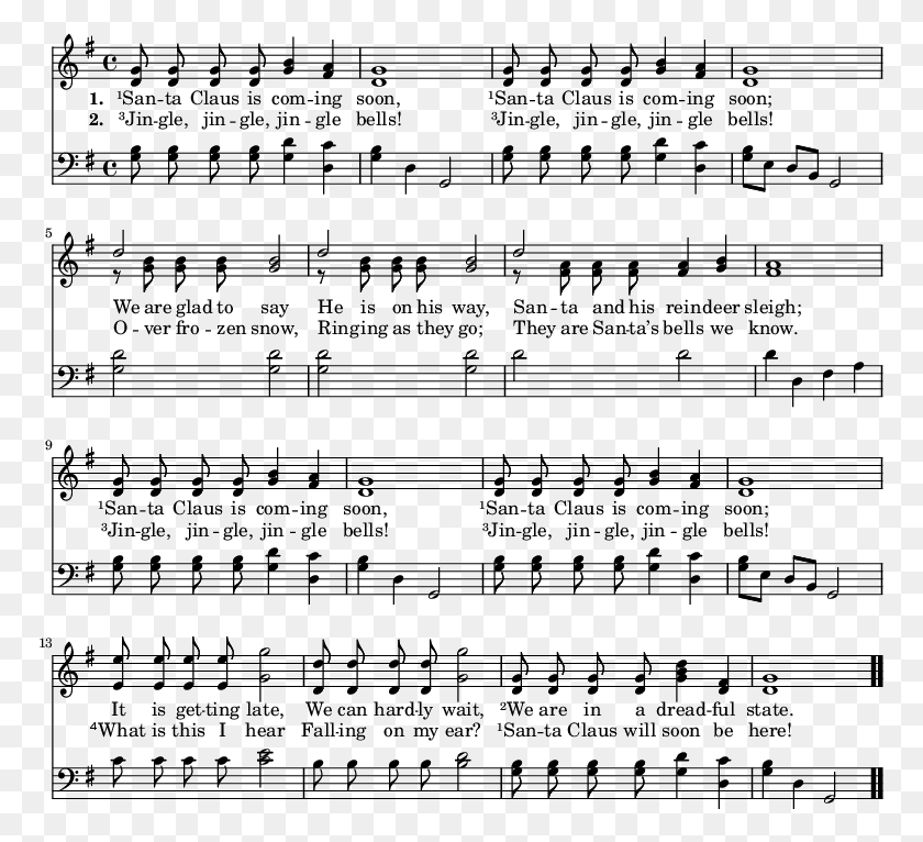 768x706 Primary Christmas Songsjingle Bells Sheet Music, Document, Text HD PNG Download
