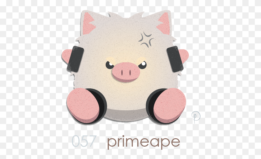 450x453 Descargar Png Primeape The Bound Pig Ape Pokemon Cerdo Doméstico, Videojuegos, Paleta, Recipiente De Pintura Hd Png