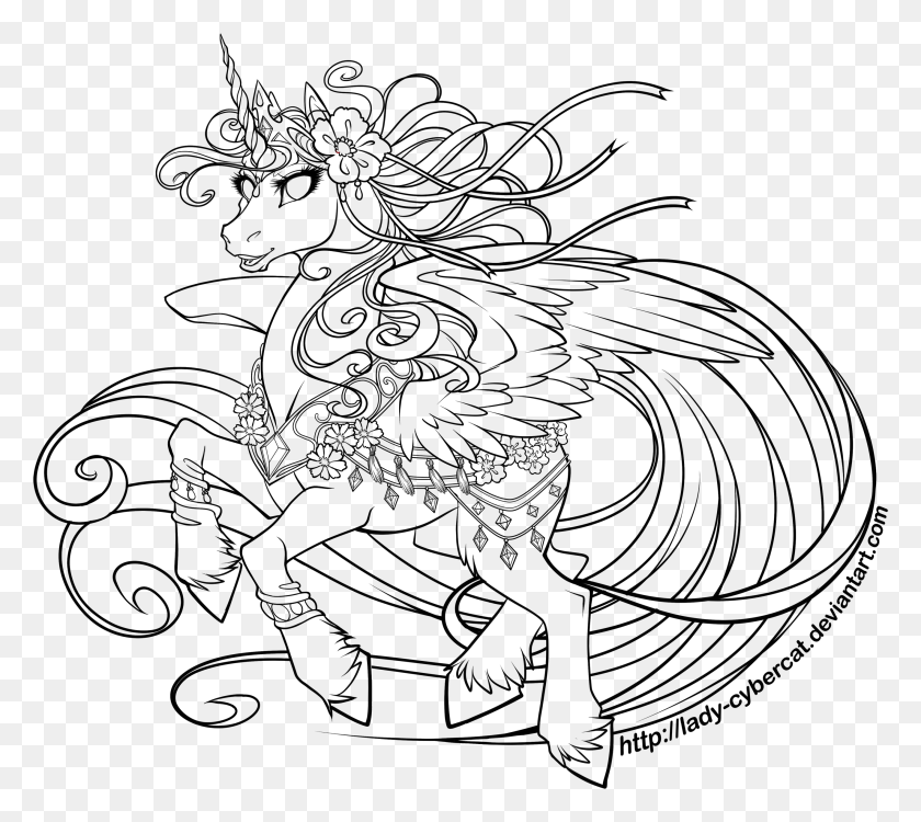 2625x2323 Princess Celestia Free Lineart Line Art, Gray, Outdoors, World Of Warcraft HD PNG Download