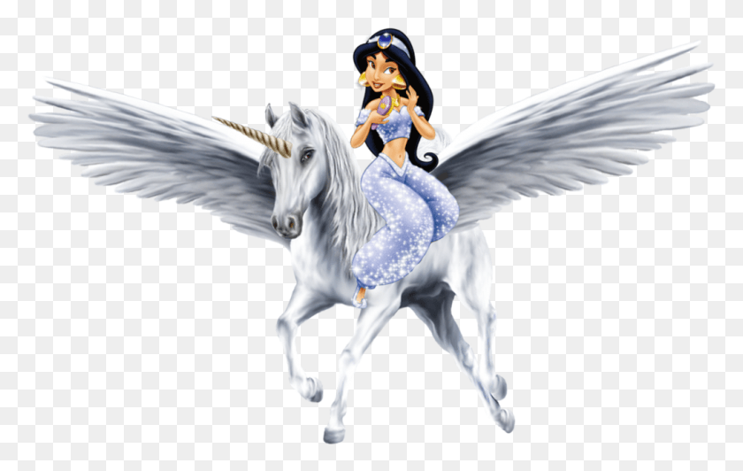 1020x618 Принцесса Жасмин Верхом На Своем Красивом Белом Крылатом Пегасе С Прозрачным Фоном, Птица, Животное Png Скачать