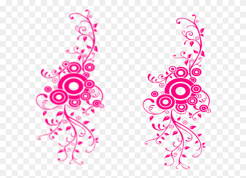 600x547 Princess Swirl Clip Art Fuschia Pink Border, Graphics, Floral Design HD PNG Download