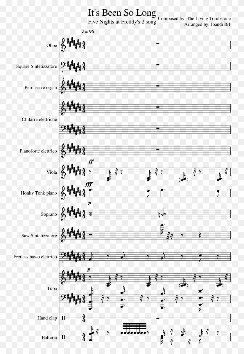 750x1161 Print Five Nights At Freddys Its Been So Long Sheet Music, Gray, World Of Warcraft HD PNG Download