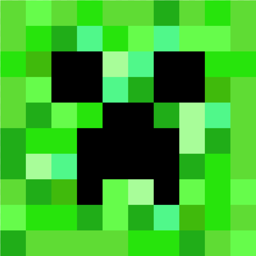 Printable Minecraft Face, Green, Chess, Game Sticker PNG