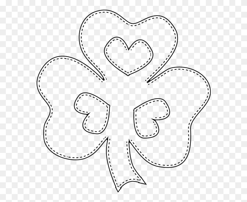 598x627 Printable Shamrock Border Clovers Coloring Pages, Gray, World Of Warcraft HD PNG Download