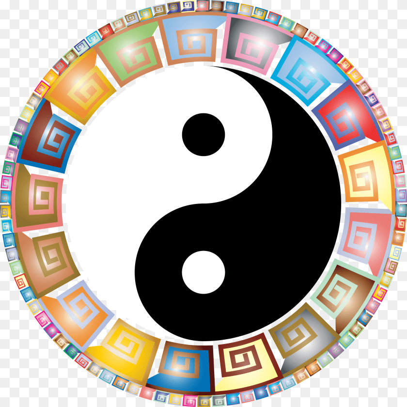 2300x2300 Prismatic Decorative Yin Yang Icons, Number, Symbol, Text, Disk Sticker PNG