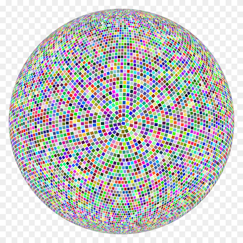2304x2304 Prismatic Mosaic Sphere Clip Arts Circle, Ornament, Pattern, Crystal Descargar Hd Png