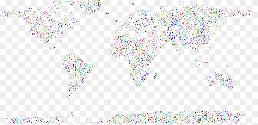 2336x1130 Prismatic Musical World Map No Background Clip Arts Visual Arts, Chart, Plot Transparent PNG
