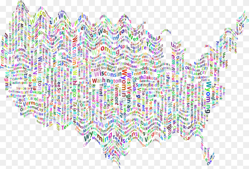 2243x1524 Prismatic Ripples America States And Capitals Word Illustration, Accessories, Pattern, Art, Ornament Clipart PNG