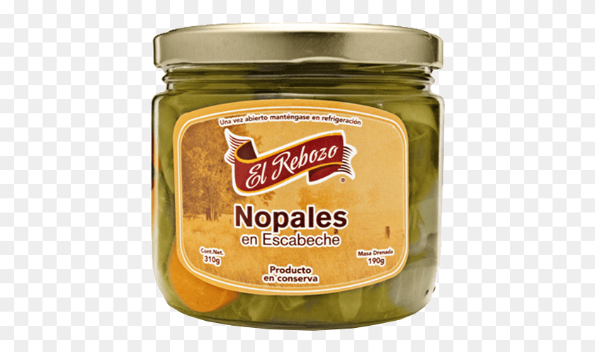 417x437 Prod Elrebozo Nopales Peanut Butter, Food, Mustard, Jar HD PNG Download