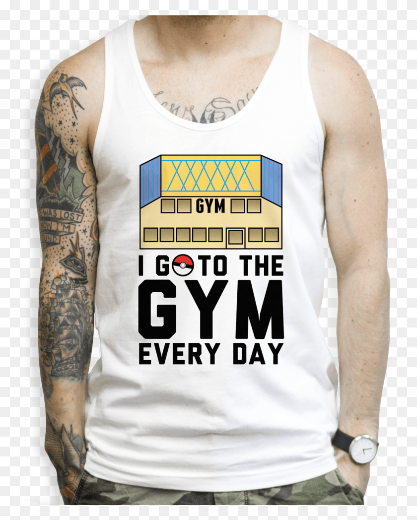 968x1227 Product Image Going To The Gym White Tank Geek Out Pokemon Workout Shirts, Skin, Clothing, Apparel HD PNG Download