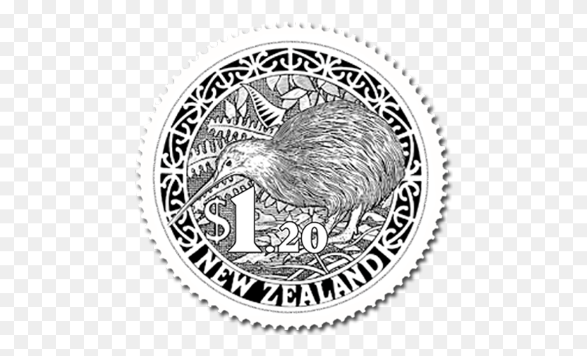 456x450 Product Listing For 2011 Round Kiwi New Zealand Stamps, Rug, Bird, Animal HD PNG Download