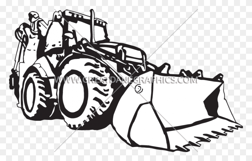825x507 Production Ready Artwork For T Shirt Printing Bulldozer In Black And White, Tractor, Vehicle, Transportation HD PNG Download