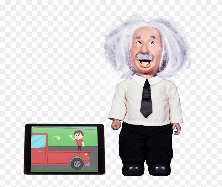 667x646 Professor Einstein Wifi Enabled Talking Robot Who Plays Einstein Robot, Tie, Accessories, Person HD PNG Download