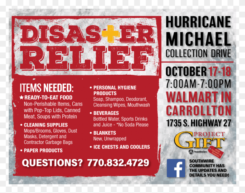 1024x791 Project Gift Is Hosting A Disaster Relief Hurricane Michael Relief Flyer, Poster, Advertisement, Paper HD PNG Download