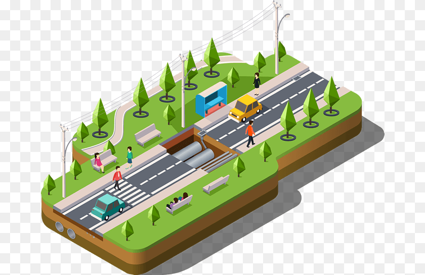 Project Model On Transport And Communication, Road, City, Freeway, Overpass PNG