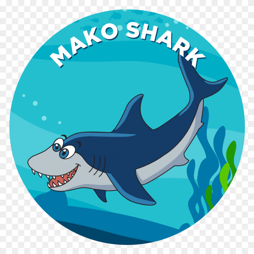 785x785 Академия Плавания Propel Swim Academy Shortfin Mako Shark Cartoon, Морская Жизнь, Животное, Рыба Png Скачать