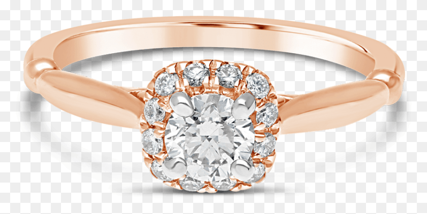 841x391 Propose Tonight 14k Rose Gold Princess Diamond Halo Pre Engagement Ring, Gemstone, Jewelry, Accessories HD PNG Download