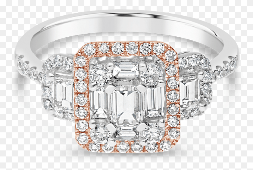 838x543 Propose Tonight 14k White And Rose Gold Emerald Diamond Engagement Ring, Gemstone, Jewelry, Accessories HD PNG Download