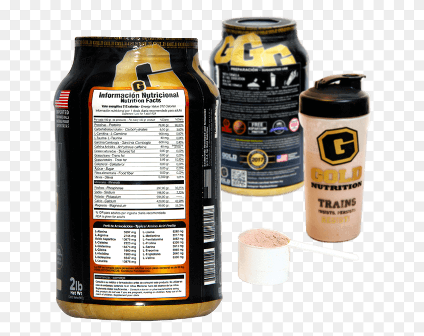 632x607 Proteina Whey Ripped Gold Nutrition Medidor Polvo2 Bottle, Label, Text, Tin HD PNG Download