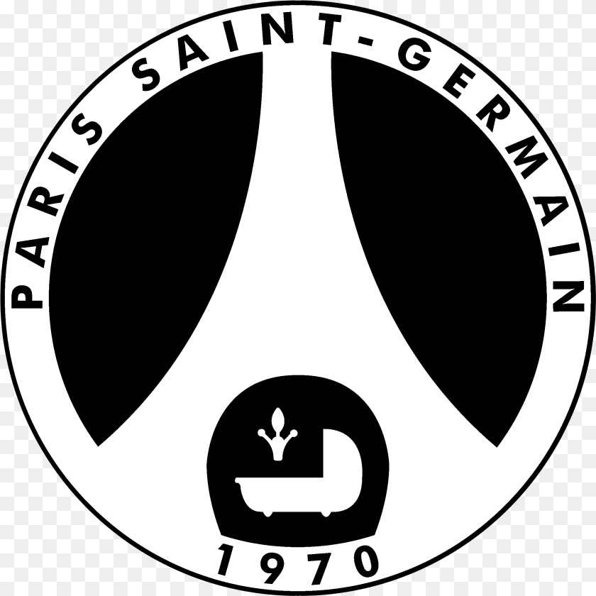 Psg Logo Black And White Circle, Emblem, Symbol, Disk, Badge PNG