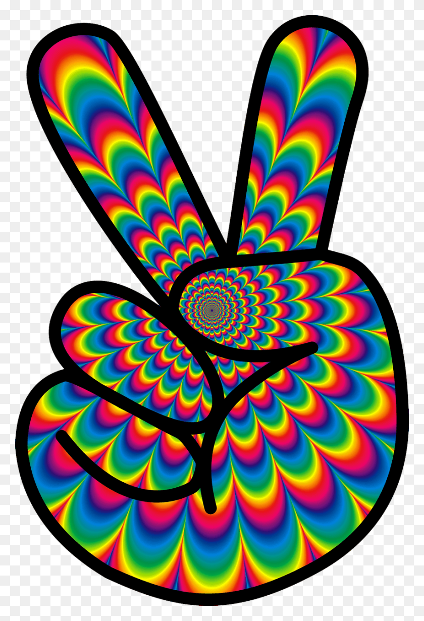 853x1280 Psychedelic Peace Hippie 60s Image Flower Power Peace Sign, Pattern, Ornament, Fractal HD PNG Download