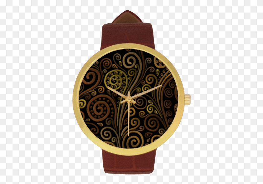 380x527 Psychedelic Sand Clock Women39s Golden Leather Strap Watch, Wristwatch HD PNG Download
