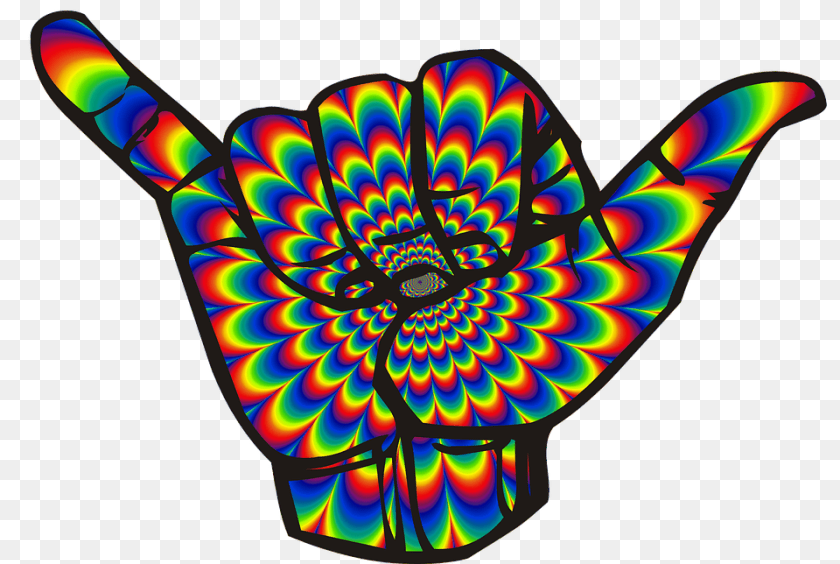 Psychedelic Shaka Hang Loose Hand Psychedelic, Accessories, Ornament, Pattern, Art PNG