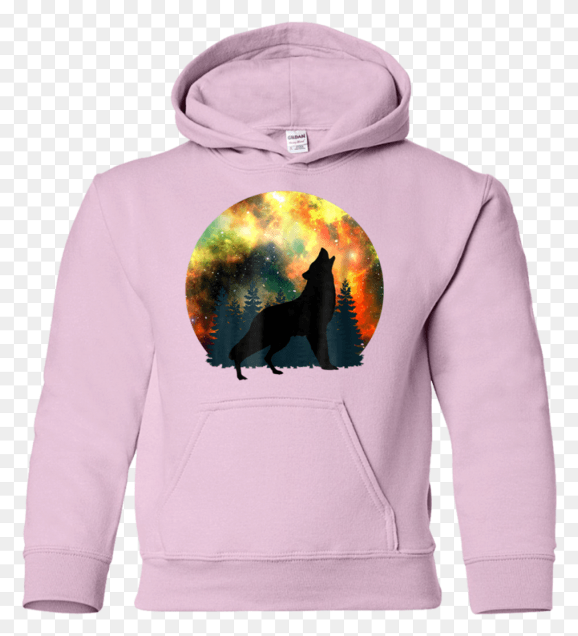 913x1012 Psychedelic Wolf Howling Shirt Galaxy Nebula Full Moon, Clothing, Apparel, Sweatshirt HD PNG Download