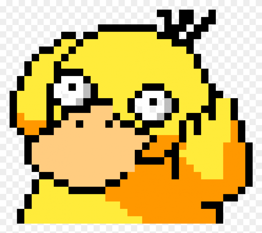 991x871 Psyduck Simple Anime Pixel Art, Pac Man HD PNG Download
