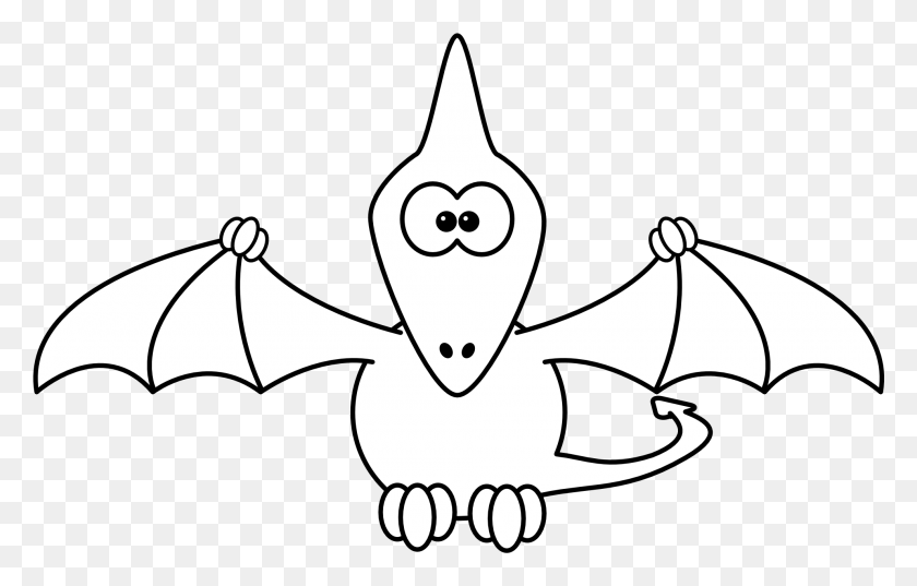 1980x1212 Pterodactyl Black White Line Studiofibonacci 1979px Pterodactyl Coloring Page, Stencil, Crown, Jewelry HD PNG Download