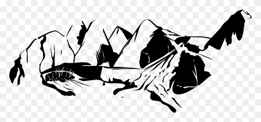 958x409 Public Domain Clip Art Image Clip Art Black And White Mountain, Gray, World Of Warcraft HD PNG Download